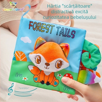 Nouă carte stereo din pânză cu coadă, carte liniștită tactilă pentru educație timpurie pentru sugari, producător de jucării cognitive tactile din hârtie care sună în stoc