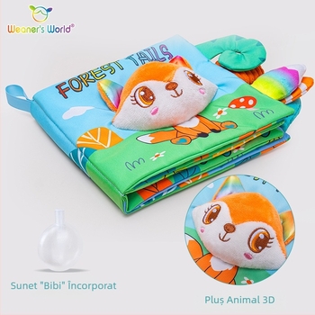 Nouă carte stereo din pânză cu coadă, carte liniștită tactilă pentru educație timpurie pentru sugari, producător de jucării cognitive tactile din hârtie care sună în stoc