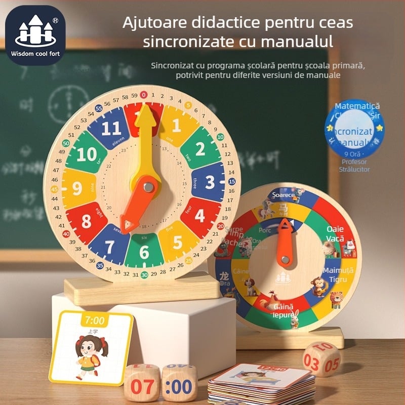 Ceas digital pentru copii, materiale didactice, ceas din lemn, model de jucărie, grădiniță, educațional, învățare, ceas deșteptător, înțelegere a timpului