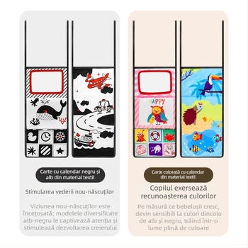 Calendar de birou pliabil pentru copii, jucărie, culoare animală, engleză cognitivă, Haha, oglindă, carte de pânză, iluminare multidimensională, carte de masă, jucărie, calendar de birou pliabil, carte de pânză