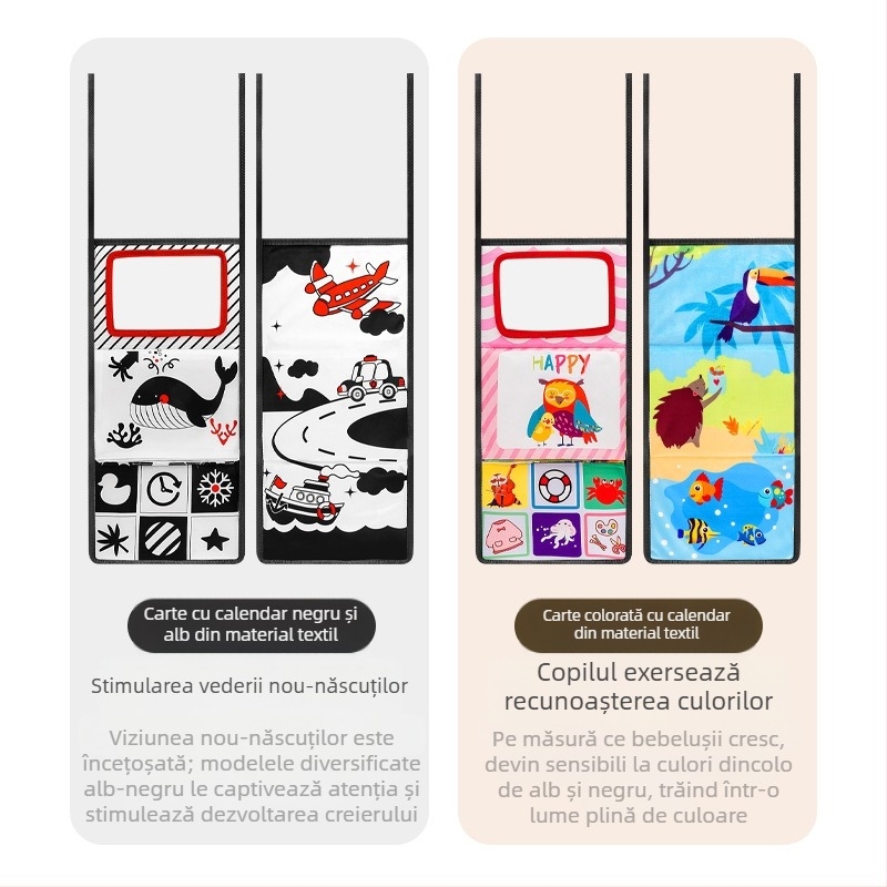 Calendar de birou pliabil pentru copii, jucărie, culoare animală, engleză cognitivă, Haha, oglindă, carte de pânză, iluminare multidimensională, carte de masă, jucărie, calendar de birou pliabil, carte de pânză