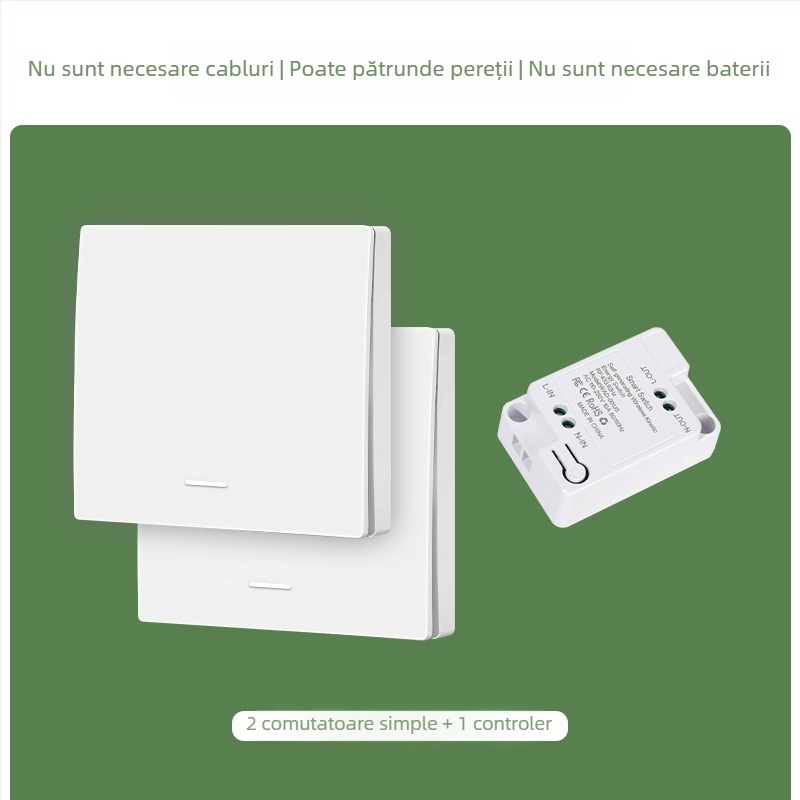 Comutator wireless autogenerator de uz casnic, cu control unic sau dual, control multiplu, fără cablare, fără pastă aleatorie, fără baterii, apăsare ușoară