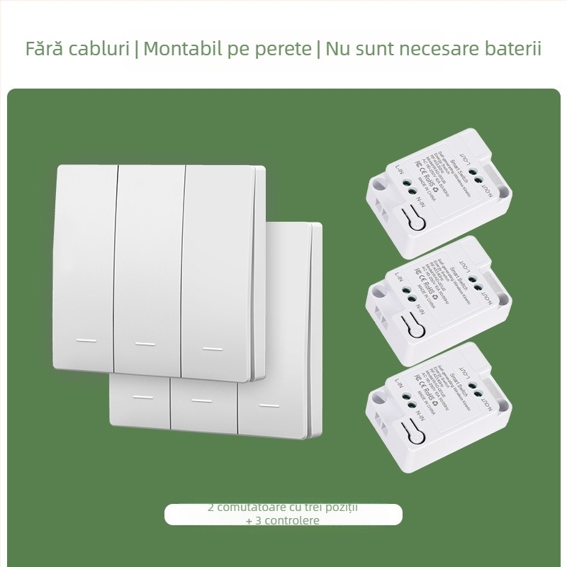 Comutator wireless autogenerator de uz casnic, cu control unic sau dual, control multiplu, fără cablare, fără pastă aleatorie, fără baterii, apăsare ușoară