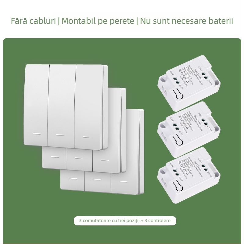 Comutator wireless autogenerator de uz casnic, cu control unic sau dual, control multiplu, fără cablare, fără pastă aleatorie, fără baterii, apăsare ușoară