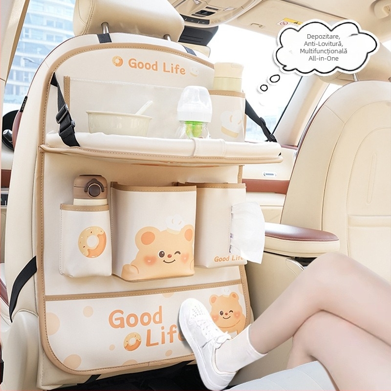 Geantă de depozitare pentru scaunul auto albastru, geantă de depozitare multifuncțională drăguță, geantă de depozitare pentru masă mică, geantă de depozitare pentru scaunul auto din spate ... ploaie albastră