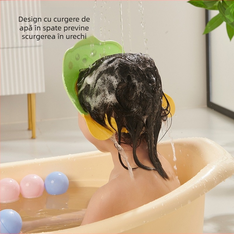 Cască de șampon pentru bebeluși cu protecție pentru urechi, Cască de șampon pentru copii, Protecție pentru ochi împotriva pătrunderii apei, Cască de baie pentru copii