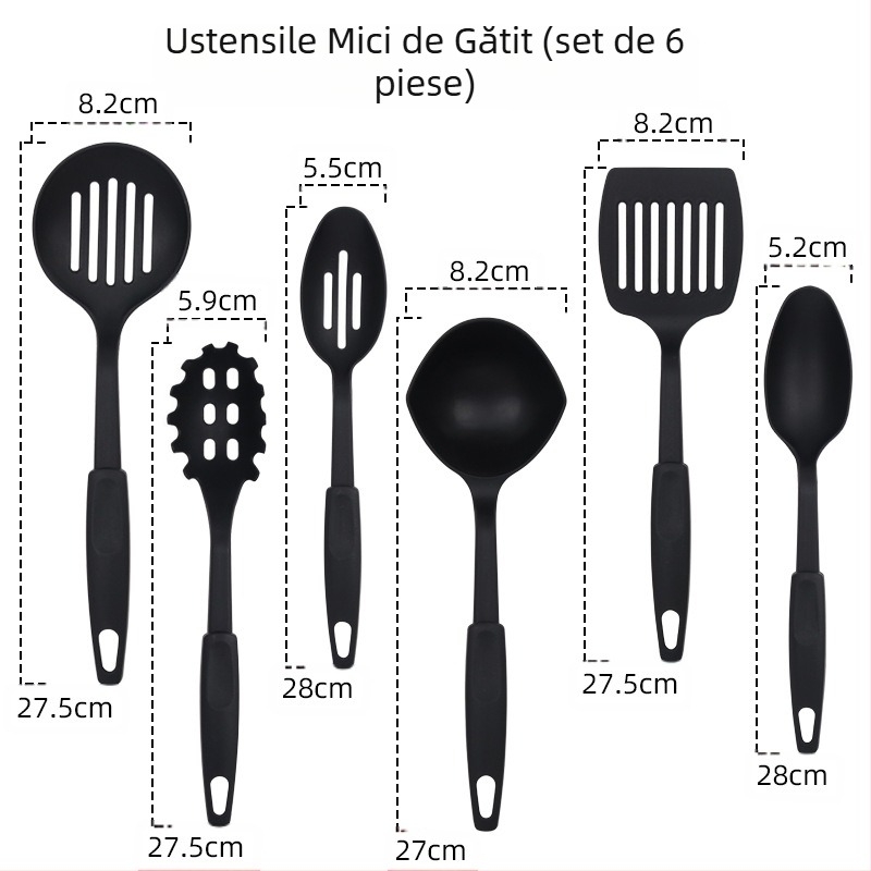 Spatulă de bucătărie, ustensile de bucătărie din plastic și nailon, set de șase spatule antiaderente