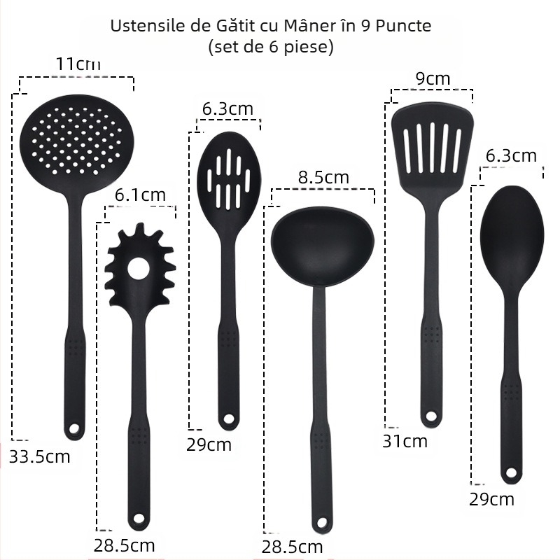 Spatulă de bucătărie, ustensile de bucătărie din plastic și nailon, set de șase spatule antiaderente