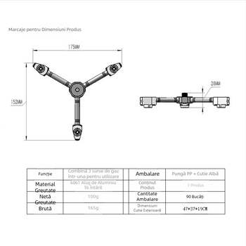 Adaptor de aragaz din aliaj de aluminiu cu închidere automată, trei într-unul, instrument pentru camping în aer liber, consumabile, convertor pentru lampă cu gaz, cap de conversie