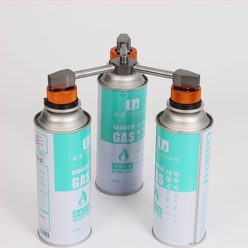 Adaptor de aragaz din aliaj de aluminiu cu închidere automată, trei într-unul, instrument pentru camping în aer liber, consumabile, convertor pentru lampă cu gaz, cap de conversie