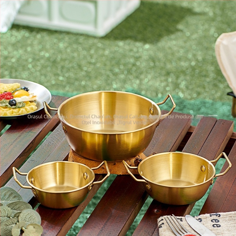 Bol de zăpadă din oțel inoxidabil 304, bol pentru vin de orez în stil coreean, cu mâner, pentru kimchi, bol coreean pentru vin de orez