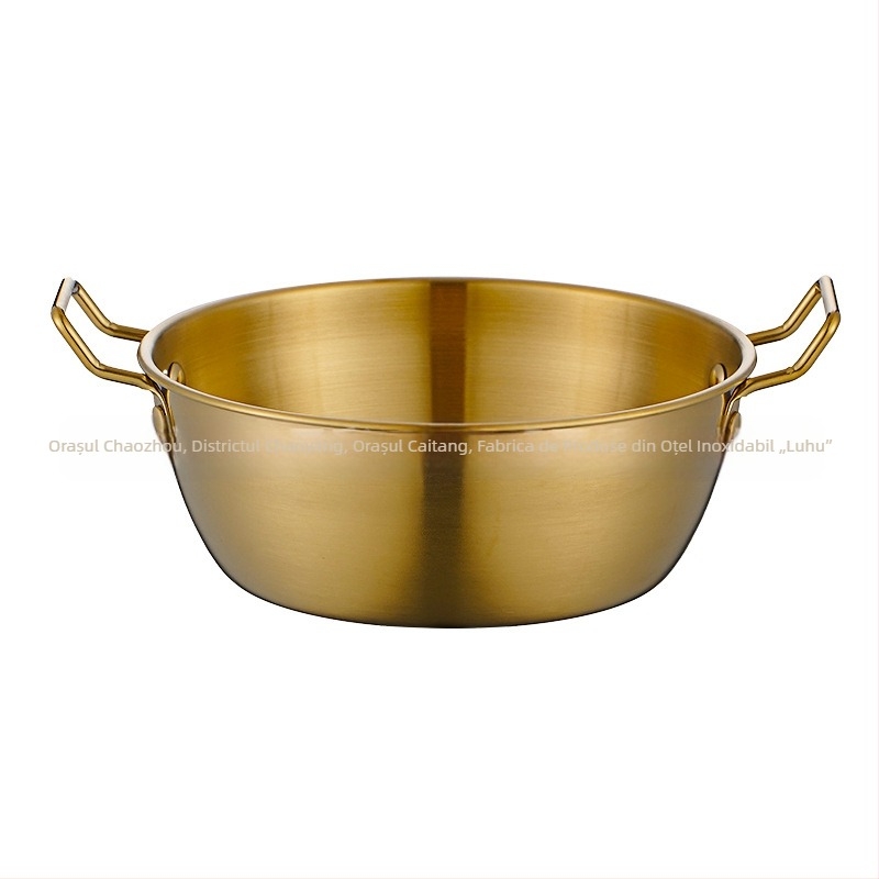 Bol de zăpadă din oțel inoxidabil 304, bol pentru vin de orez în stil coreean, cu mâner, pentru kimchi, bol coreean pentru vin de orez