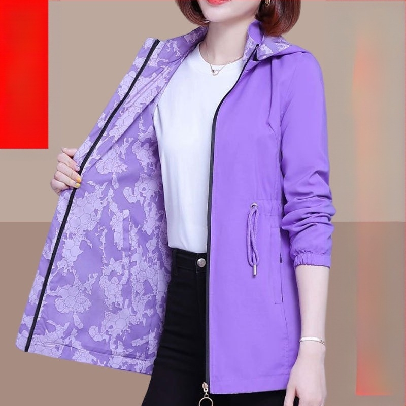 Palton transfrontalier cu două fețe pentru femei, lung, de primăvară și toamnă, primăvara 2025, nou, din Asia de Sud-Est, plus mărime, în stoc en-gros
