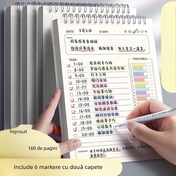 Planificator zilnic, listă de activități, jurnal, program, caiet cu spirală pentru elevii de la ciclul primar, caiet de autodisciplină pentru vacanța de iarnă, caiet săptămânal de verificare a autodisciplinei