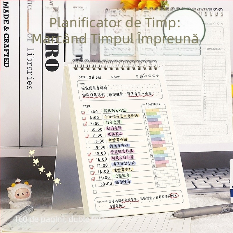 Planificator zilnic, listă de activități, jurnal, program, caiet cu spirală pentru elevii de la ciclul primar, caiet de autodisciplină pentru vacanța de iarnă, caiet săptămânal de verificare a autodisciplinei