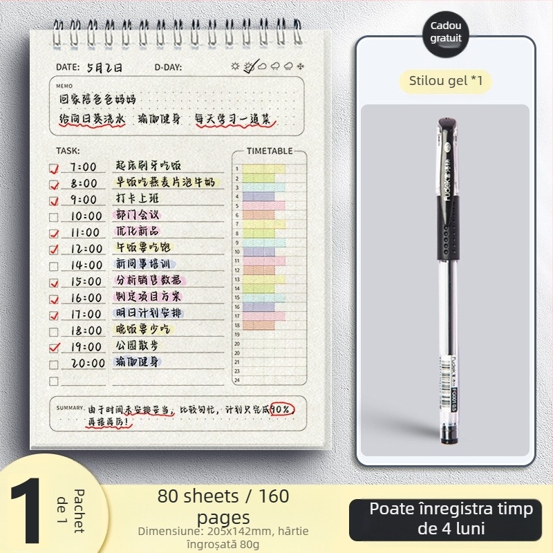 Planificator zilnic, listă de activități, jurnal, program, caiet cu spirală pentru elevii de la ciclul primar, caiet de autodisciplină pentru vacanța de iarnă, caiet săptămânal de verificare a autodisciplinei