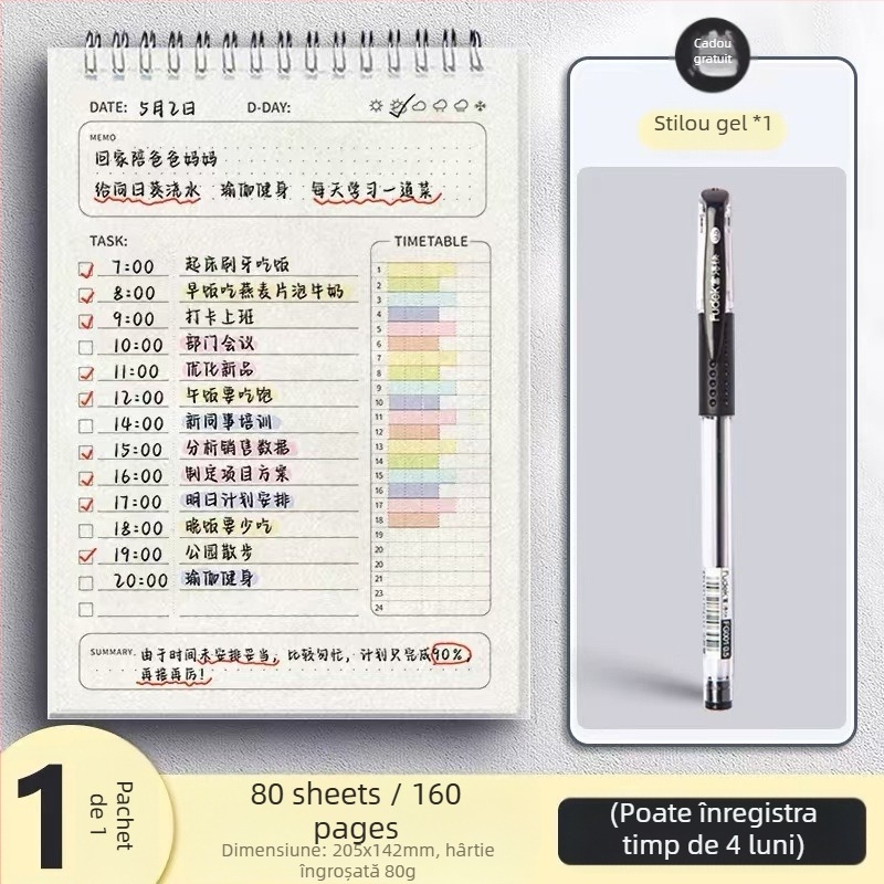 Planificator zilnic, listă de activități, jurnal, program, caiet cu spirală pentru elevii de la ciclul primar, caiet de autodisciplină pentru vacanța de iarnă, caiet săptămânal de verificare a autodisciplinei