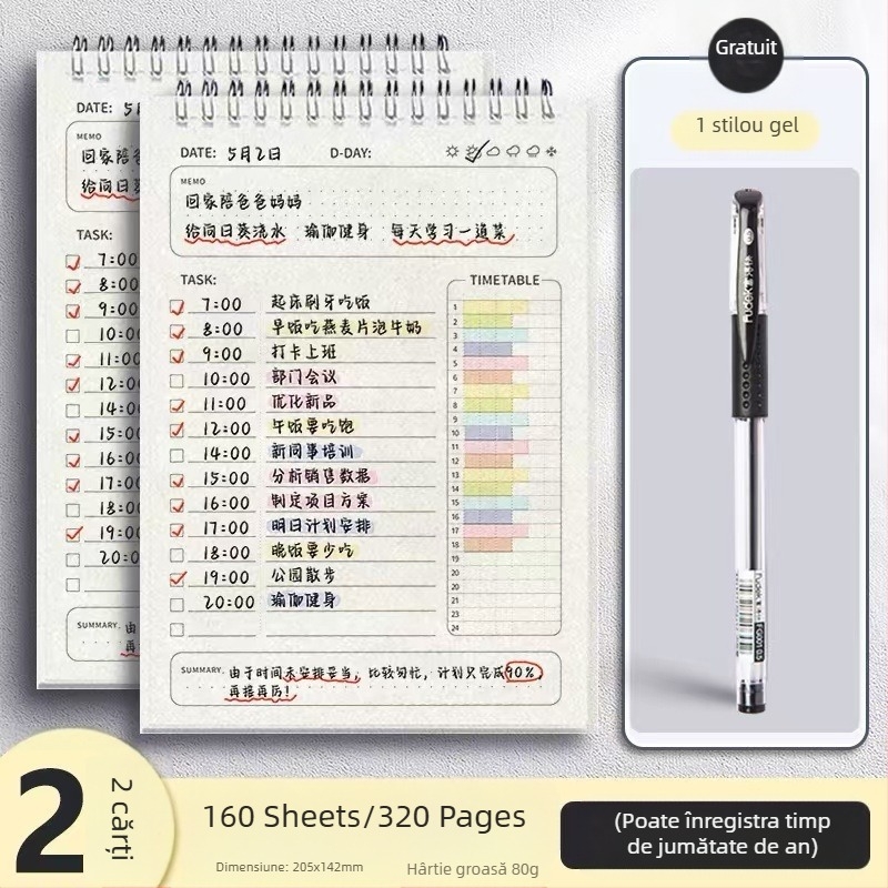Planificator zilnic, listă de activități, jurnal, program, caiet cu spirală pentru elevii de la ciclul primar, caiet de autodisciplină pentru vacanța de iarnă, caiet săptămânal de verificare a autodisciplinei