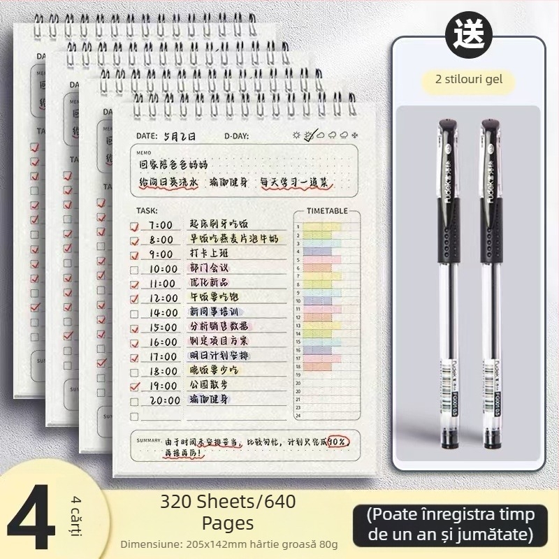 Planificator zilnic, listă de activități, jurnal, program, caiet cu spirală pentru elevii de la ciclul primar, caiet de autodisciplină pentru vacanța de iarnă, caiet săptămânal de verificare a autodisciplinei