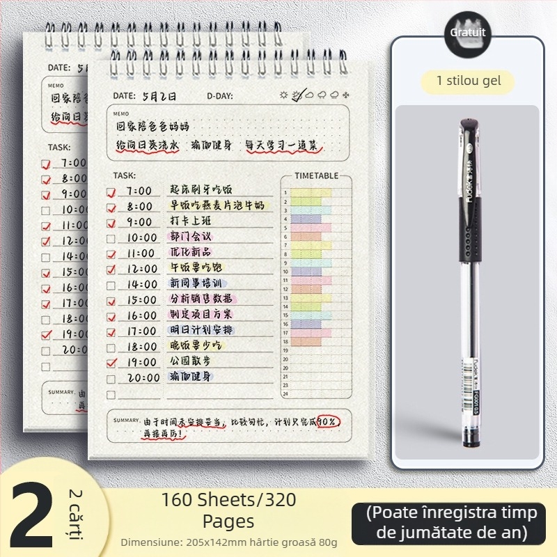 Planificator zilnic, listă de activități, jurnal, program, caiet cu spirală pentru elevii de la ciclul primar, caiet de autodisciplină pentru vacanța de iarnă, caiet săptămânal de verificare a autodisciplinei