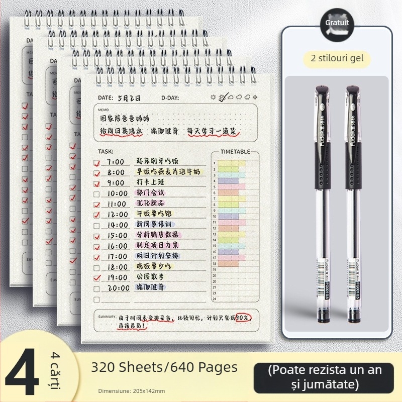 Planificator zilnic, listă de activități, jurnal, program, caiet cu spirală pentru elevii de la ciclul primar, caiet de autodisciplină pentru vacanța de iarnă, caiet săptămânal de verificare a autodisciplinei