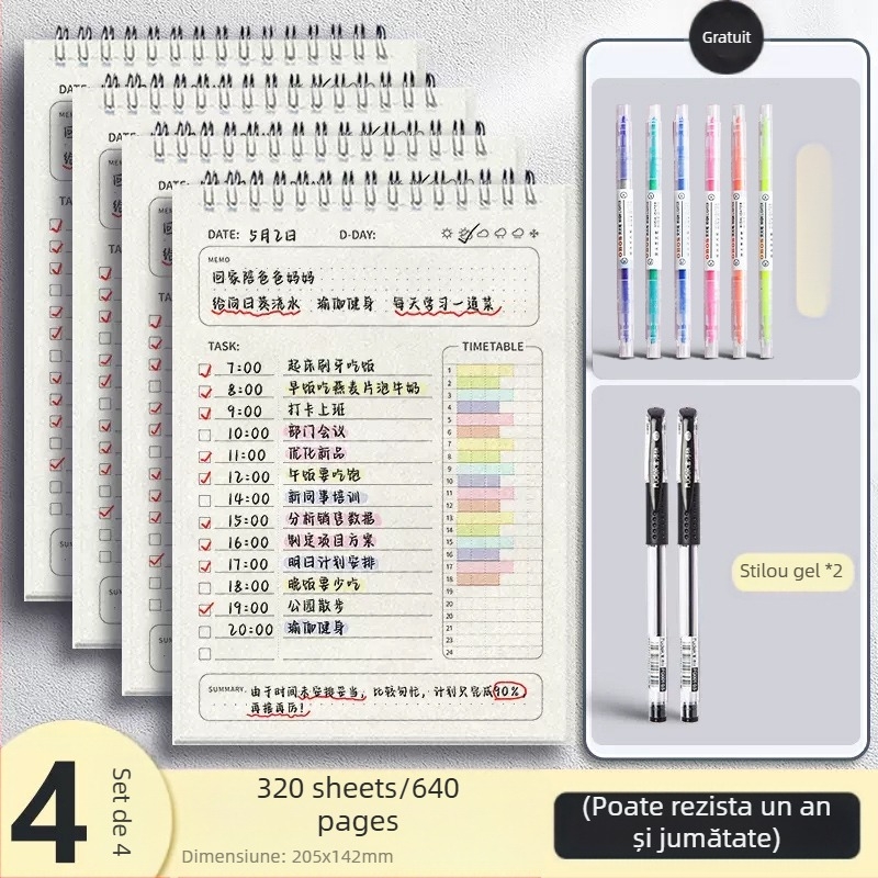 Planificator zilnic, listă de activități, jurnal, program, caiet cu spirală pentru elevii de la ciclul primar, caiet de autodisciplină pentru vacanța de iarnă, caiet săptămânal de verificare a autodisciplinei