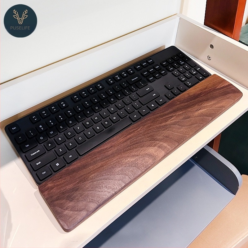 Suport pentru tastatură, lemn de nuc negru, lemn masiv, tastatură mecanică, suport pentru palme, suport pentru încheietura mâinii din lemn, suport pentru mouse, pad pentru încheietura mâinii înalt,
