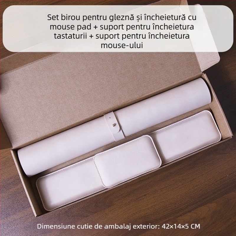 Mouse pad cu model Crazy Horse, suport pentru încheietura mâinii mouse-ului, suport pentru tastatură, set din trei piese, suport pentru încheietura mâinii din piele, suport pentru mână din spumă cu memorie, pernă de susținere a încheieturii mâinii