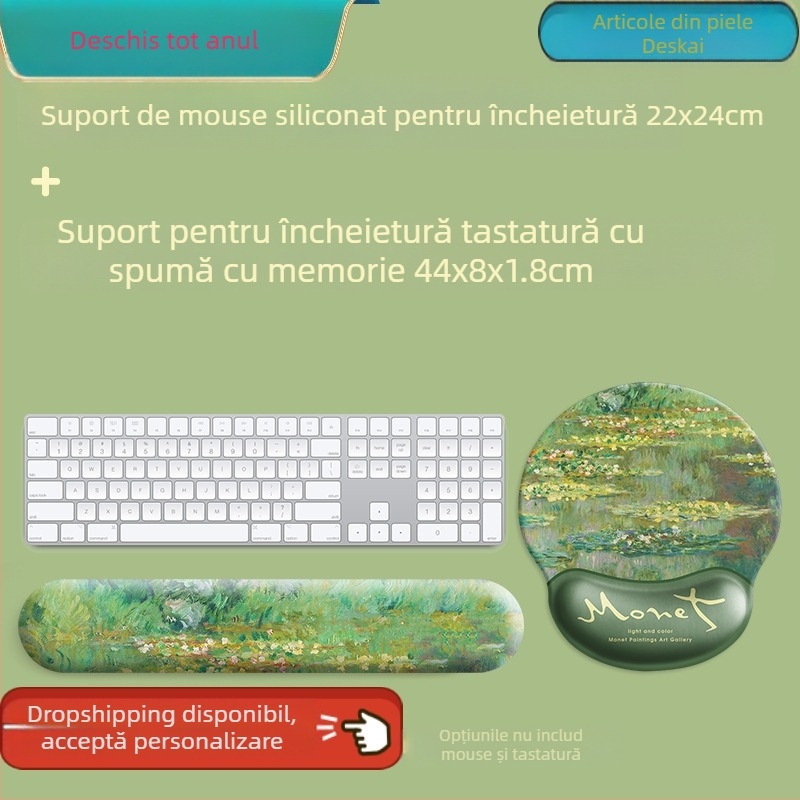 Pad pentru mouse cu pictură în ulei de Monet, pad pentru încheietura mâinii, suport pentru tastatură, pad pentru mouse, pad pentru încheietura mâinii pentru bărbați și femei, pad pentru birou