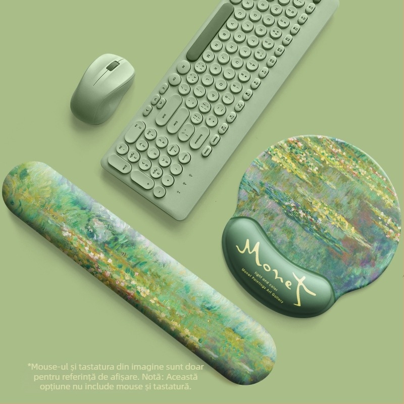 Pad pentru mouse cu pictură în ulei de Monet, pad pentru încheietura mâinii, suport pentru tastatură, pad pentru mouse, pad pentru încheietura mâinii pentru bărbați și femei, pad pentru birou