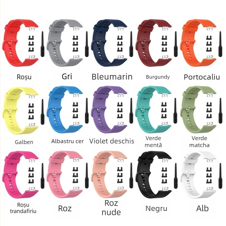 Pentru ceasul Huawei, compatibil cu ceasul inteligent, cataramă colorată TIA-B19, silicon TIA-B09, brățară de schimb pentru ceas