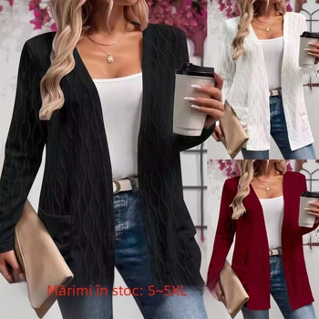 Toamna 2025 Comerț exterior european și american Amazon Aliexpress Stație independentă de aprovizionare Cardigan elegant tricotat, culoare solidă, cu goluri