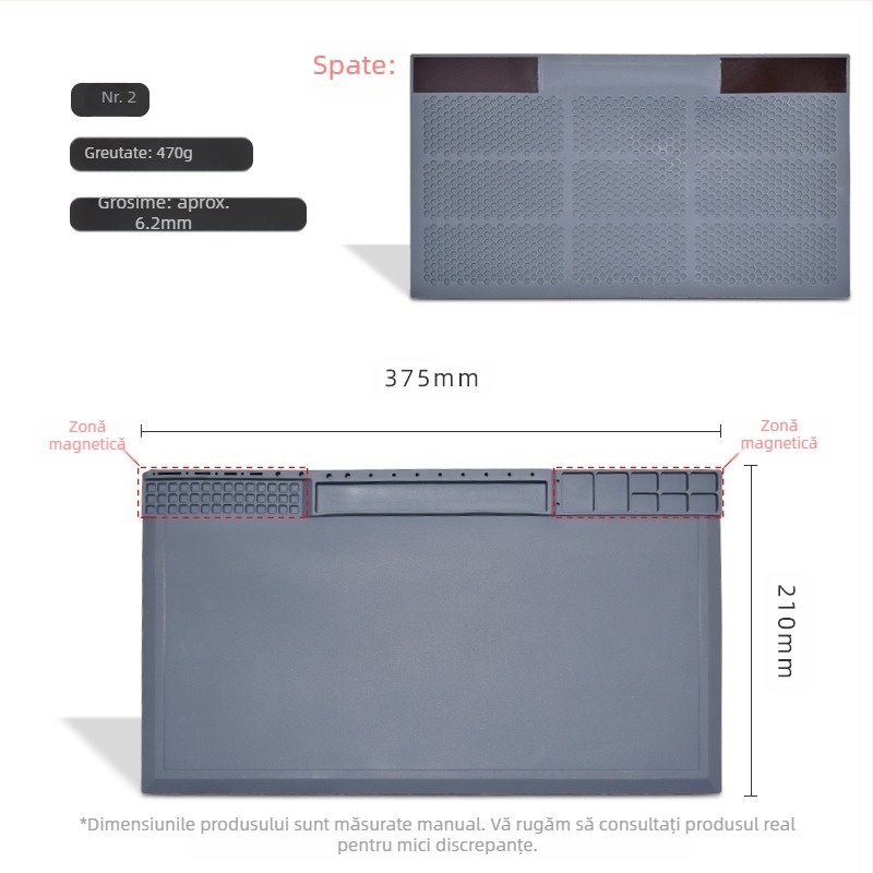 Banc de lucru pentru repararea telefoanelor mobile cu placă magnetică de izolare termică, silicon rezistent la temperaturi ridicate, placă de masă pentru sudură cu pistol cu aer cald