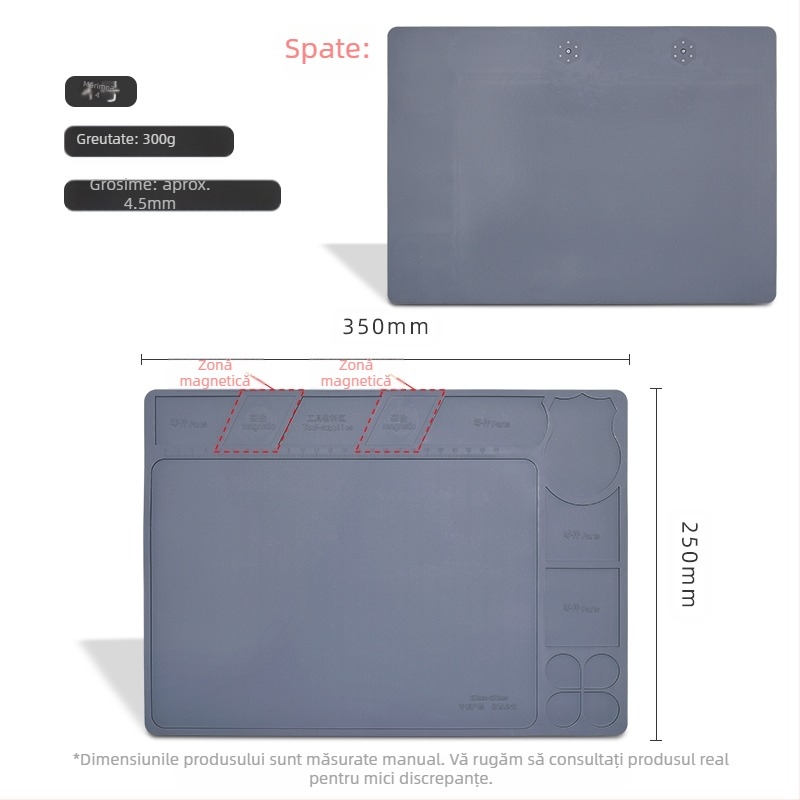 Banc de lucru pentru repararea telefoanelor mobile cu placă magnetică de izolare termică, silicon rezistent la temperaturi ridicate, placă de masă pentru sudură cu pistol cu aer cald