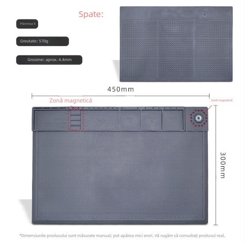 Banc de lucru pentru repararea telefoanelor mobile cu placă magnetică de izolare termică, silicon rezistent la temperaturi ridicate, placă de masă pentru sudură cu pistol cu aer cald