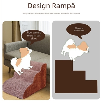 Scară pentru animale de companie, scară de cățărat cu burete, trepte pentru câini mici, canapea extensibilă cu pantă, scară pentru câini
