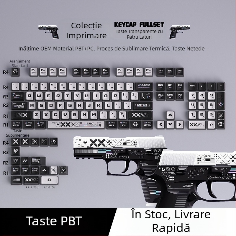 Tastatură mecanică personalizată, cu imprimeu translucid, cu patru fețe, cu budincă, taste colorate, sublimare, set de taste Kuromi