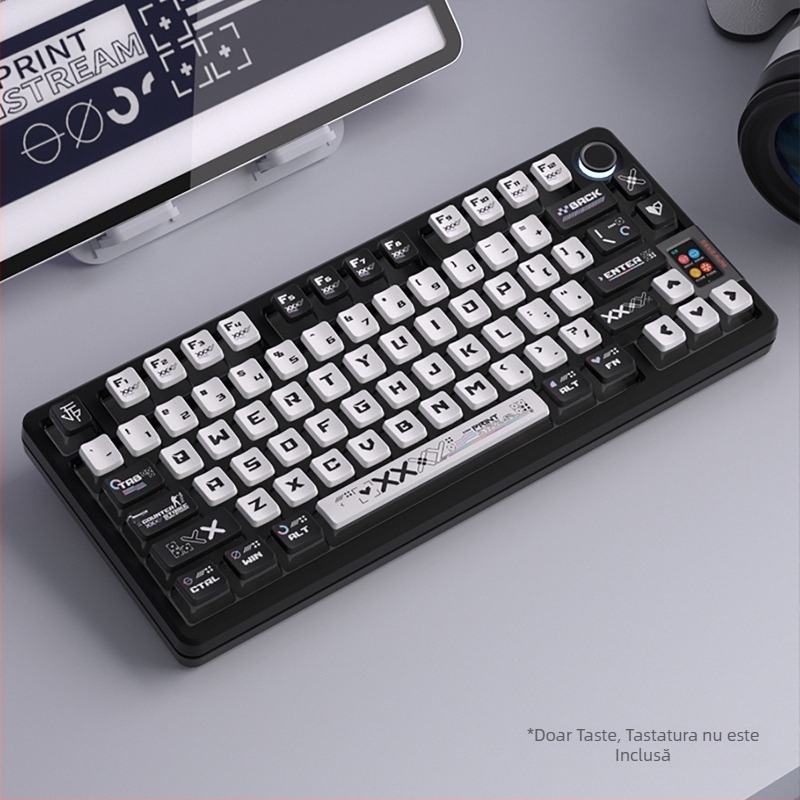 Tastatură mecanică personalizată, cu imprimeu translucid, cu patru fețe, cu budincă, taste colorate, sublimare, set de taste Kuromi