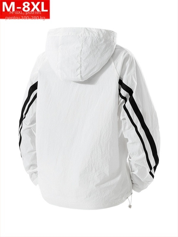 Jachetă de mătase subțire respirabilă pentru bărbați la modă, de vară, pentru bărbați grași, plus mărime, vrac, cu uscare rapidă, protecție solară, îmbrăcăminte