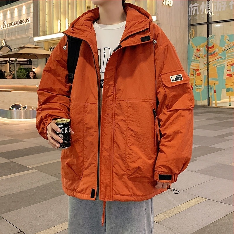 Jachetă de iarnă pentru bărbați, rezistentă la vânt, caldă, la modă, frumoasă, casual, cu căptușeală din bumbac, plus mărime, haină din bumbac larg, cu căptușeală