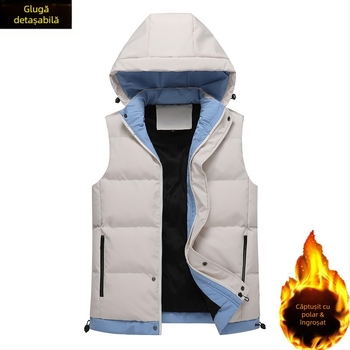 Vestă bărbătească de toamnă și de iarnă, plus haină de catifea, vestă din bumbac cu puf, vestă caldă, vestă de exterior la modă coreeană, vestă pentru cupluri
