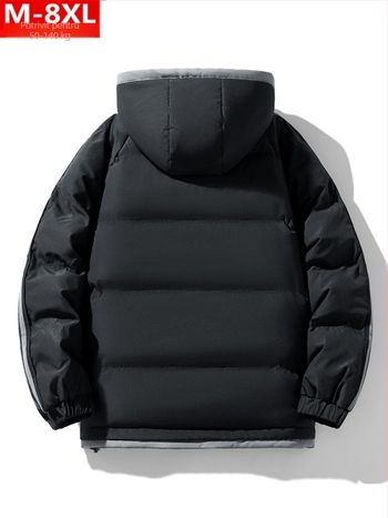Jachetă de iarnă la modă în stil Hong Kong pentru bărbați, frumoasă, cu glugă, din bumbac, dolofană, mărime mare, plus îngroșată, caldă, din bumbac, jachetă pentru bărbați