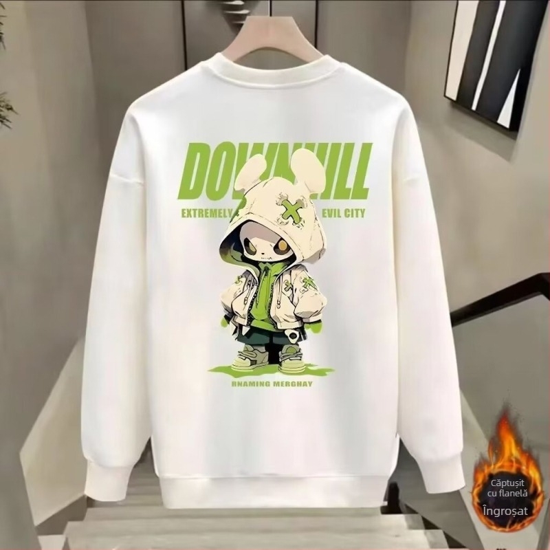 Bărbați top distinctiv casual fără glugă imprimare all-match la modă hanorac pulover high-end gât rotund slim-fit tineret mânecă lungă