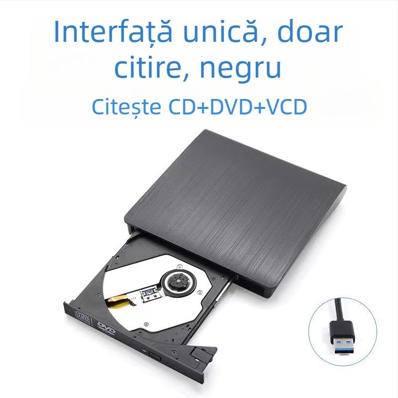 Unitate optică externă DVD, Blu-Ray, USB, fără driver, CD player, citire computer, VCD, arzător de discuri optice externe
