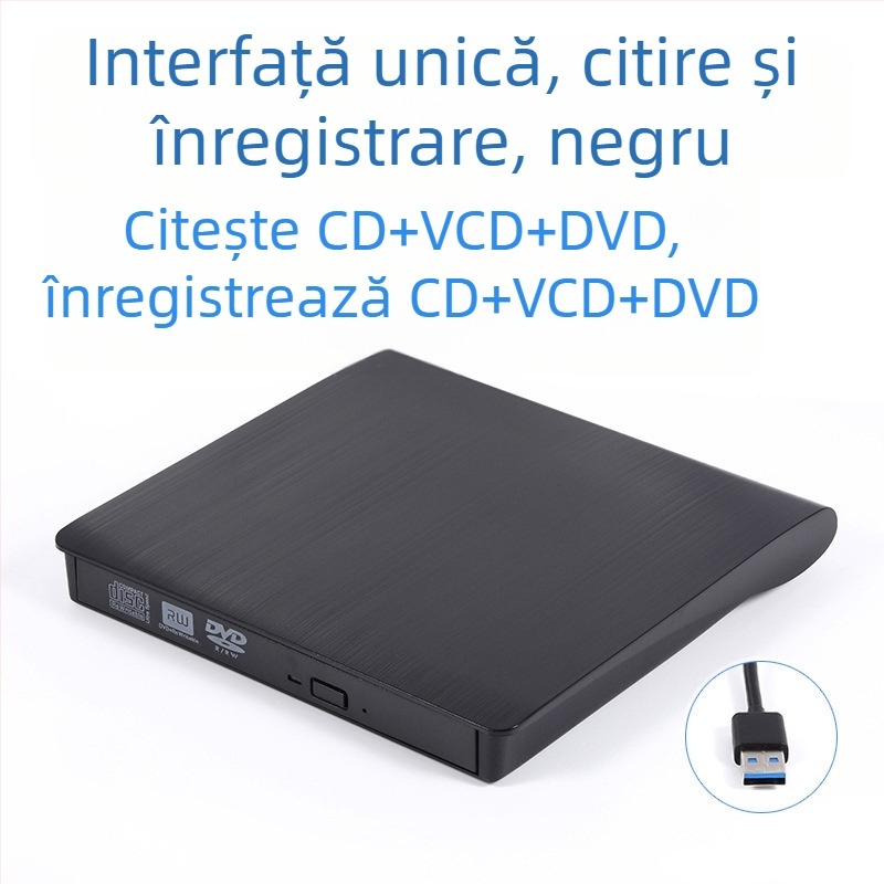 Unitate optică externă DVD, Blu-Ray, USB, fără driver, CD player, citire computer, VCD, arzător de discuri optice externe