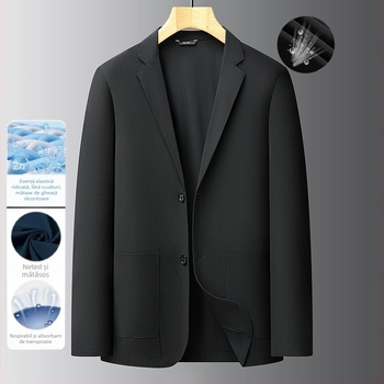 Fat Brother 2025 Primăvara și Vara Subțire Bărbați Ice Silk Respirabil Costum Casual Elastic Plus Jachetă de Mărime Mare