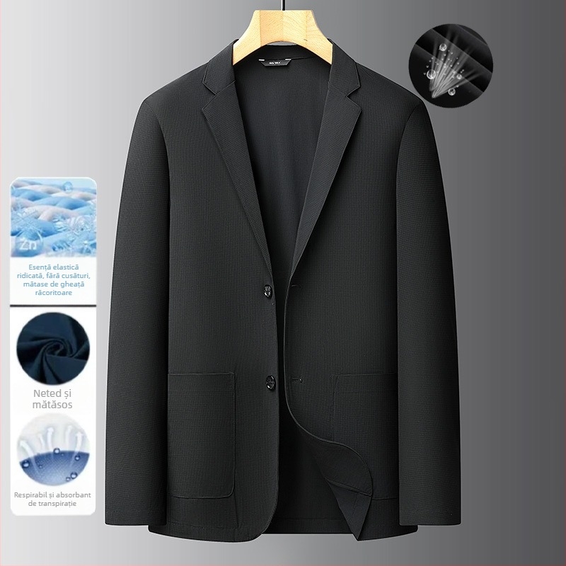 Fat Brother 2025 Primăvara și Vara Subțire Bărbați Ice Silk Respirabil Costum Casual Elastic Plus Jachetă de Mărime Mare