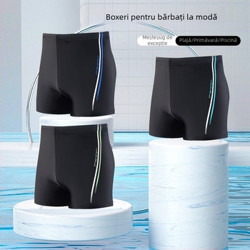 Echipament de înot jenant pentru bărbați, anti-unghi plat, dimensiuni mari, la modă pentru tineret, pantaloni de baie 2025, uscare rapidă, stil profesional nou