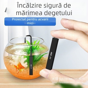 Tijă de încălzire pentru acvariu, mini tijă de încălzire inteligentă pentru birou, cilindru rotund din sticlă, control automat al temperaturii, tijă de încălzire