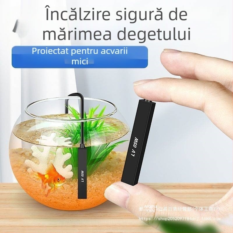 Tijă de încălzire pentru acvariu, mini tijă de încălzire inteligentă pentru birou, cilindru rotund din sticlă, control automat al temperaturii, tijă de încălzire